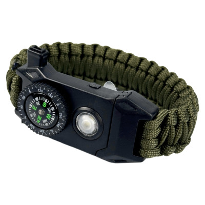 Ремінець Modfit паракордовий з компасом та фонариком Army Green, 1051-1330