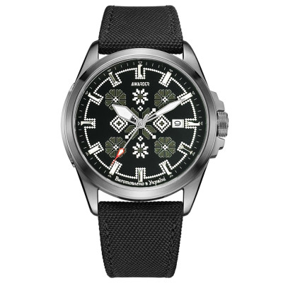 Годинник наручний Awarder Embroidery Silver-Army Green Black Automatic 10ATM, 1202-0006