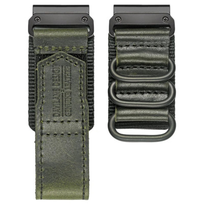 Ремінець для годинника Hemsut HGA137 Mens leather Garmin Green 22 mm, 1051-1287