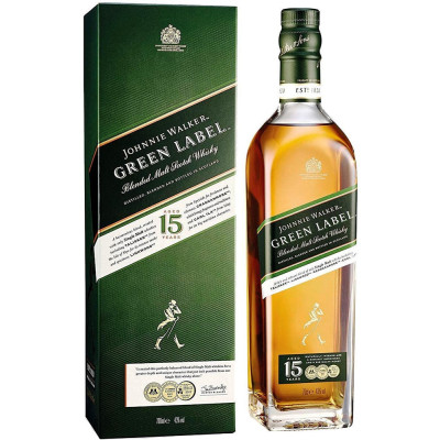 Виски Johnnie Walker Green label 15 лет выдержки 0.7 л 43% в подарочной упаковке, 5000267134710, Johnnie Walker