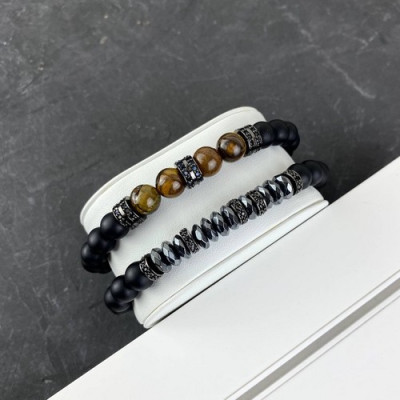 2B Rich Bracelet Pearl 8 mm, 19 cm Black-Orange, 4010-0015