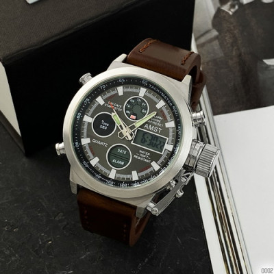 AMST 3003AC Silver-Black Brown Wristband