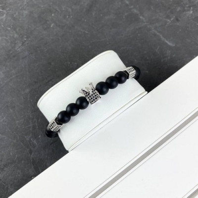 2B Rich Bracelet King 8 mm, 19 cm Black-Silver, 4010-0003