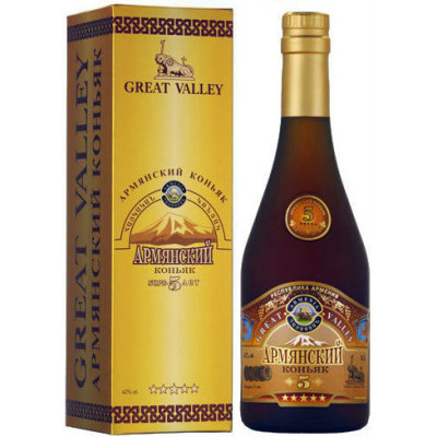 Коньяк Great Valley 5 звезд 0.5 л 42% в подарочной упаковке, 4850001021452, Great Valley Армянский коньяк