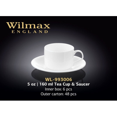 Чайная чашка и блюдце 160мл. Wilmax WL-993006, 993006, Wilmax