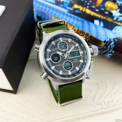 AMST 3003C Silver-Black Green Wristband