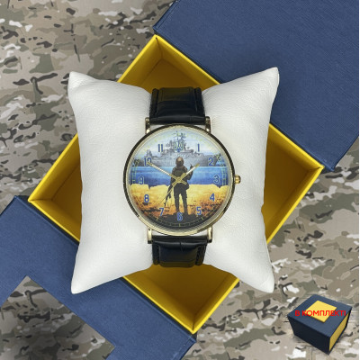 Часы на батарейке Руский Корабль Золото Цифры, 1132-0209, Часы с принтом