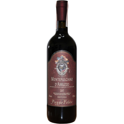 Вино Poggio Felice Montepulciano d'Abruzzo DOC червоне сухе 0.75 л 12%, 8042295002644, Cantina Sorelli