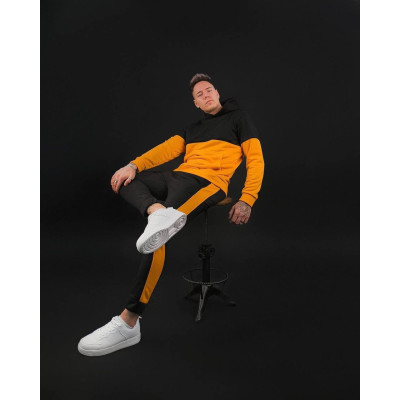 Спортивний чоловічий костюм двійка худі з капюшоном і штани Молодіжний Dekka SoftRing Men 1.1 чорний і гірчичний