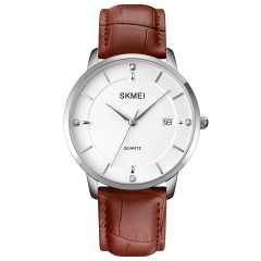 Skmei 1801LSIBN Silver-White Brown Leather