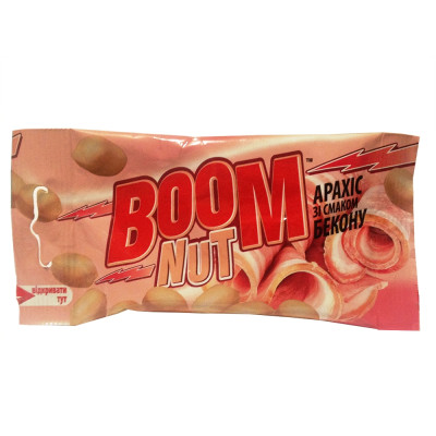 Арахіс BOOM NUT солений зі смаком бекону 40 г, 4820075506131, Шоколадная фабрика Millennium