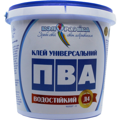 Клей ПВА Д4 водостойкий Колорамика 1 кг, Kolor-KPVAD4-1, Колораміка