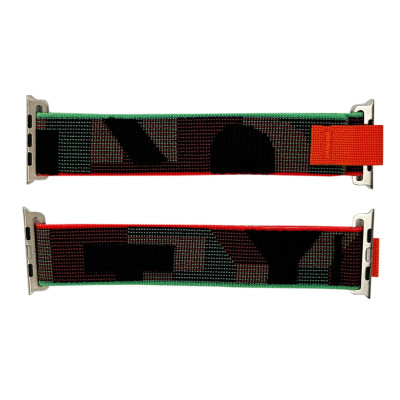 Нейлоновий ремінець 42/44/45/49 мм Black-Green-Red, 1051-0802