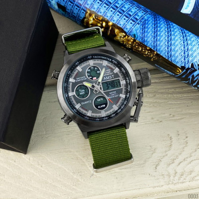 AMST 3003C Black-Black Green Wristband