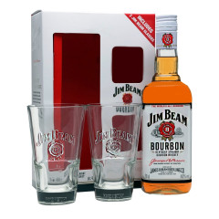 Виски Jim Beam White 4 года выдержки 0.7 л в коробке с 2 бокалами