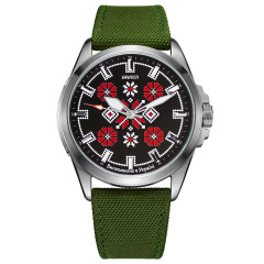 Годинник наручний Awarder Embroidery Silver-Red Green  Battery 10ATM