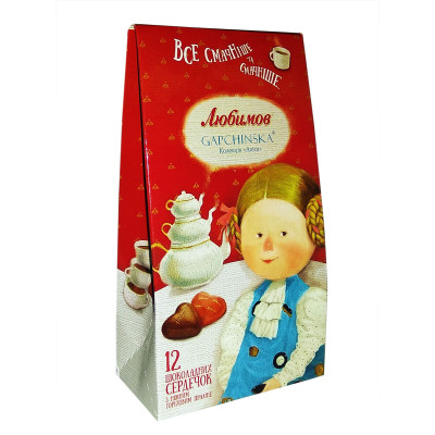 Конфеты Любимов в молочном шоколаде Гапчинская 100 г, 4820005195138, Шоколадная фабрика Millennium