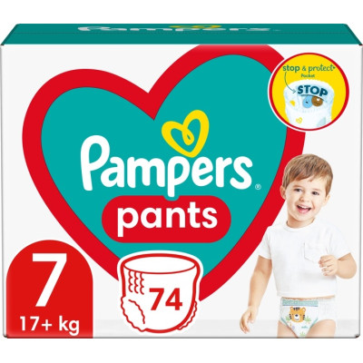 Подгузники-трусики Pampers Pants 7 (17+ кг), 74 шт., 8006540069622