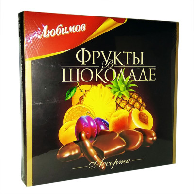 Цукерки Любимов Фрукти в шоколаді асорті 300 г, 4820075501976, Шоколадная фабрика Millennium