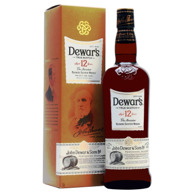 Виски Dewar's 12 лет выдержки 1 л 40% в подарочной упаковке, 5000277002627, John Dewar & Sons