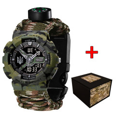 Годинник наручний Awarder 005 Тризуб срібло Camo Green Паракордовий ремінець Camo Green