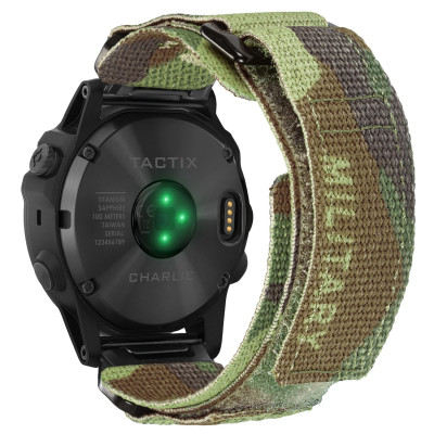 Ремінець для годинника Hemsut HGA131 Military nylon strap with Velcro Garmin Camo Green 22 mm, 1051-1295