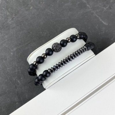 2B Rich Bracelet Sphere 8 mm, 19 cm Black-Silver, 4010-0007