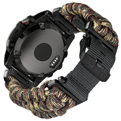 Ремінець для годинника Hemsut HGA145 Rugged Paracord Garmin Camo Green 22 mm, 1051-1261