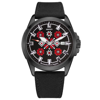 Годинник наручний Awarder Embroidery Black-Red Black Automatic 10ATM, 1202-0008