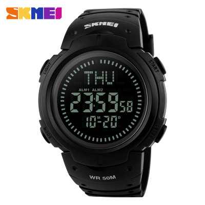 Skmei 1231BK All Black Smart Watch + Compass, 1080-0819