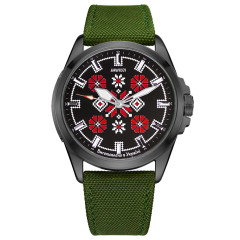 Годинник наручний Awarder Embroidery Black-Red Green  Battery 10ATM