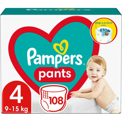Подгузники-трусики Pampers Pants 4 (9-15 кг), 108 шт., 8006540069448