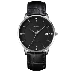 Skmei 1801LSIBK Silver-Black Leather