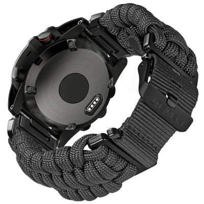 Ремінець для годинника Hemsut HGA145 Rugged Paracord Garmin Black 22 mm, 1051-1259