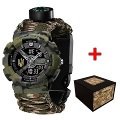 Годинник наручний Awarder 005 Тризуб золото Camo Green Паракордовий ремінець Camo Green