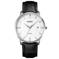 Skmei 1801LSIWT Silver-Black White Leather