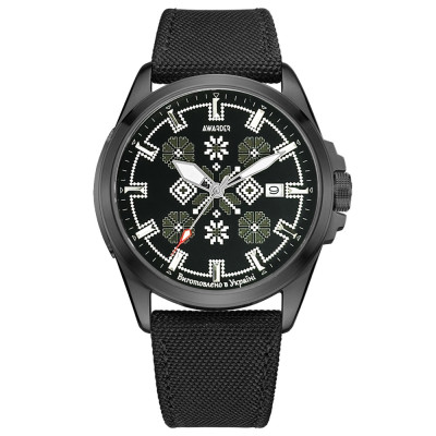 Годинник наручний Awarder Embroidery Black-Army Green Black Automatic 10ATM, 1202-0012