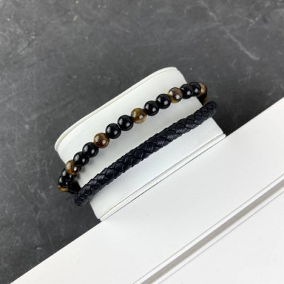 2B Rich Bracelet 6 mm, 19 cm Black-Gold, 4010-0022