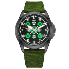 Годинник наручний Awarder Embroidery Black-Green Green  Battery 10ATM