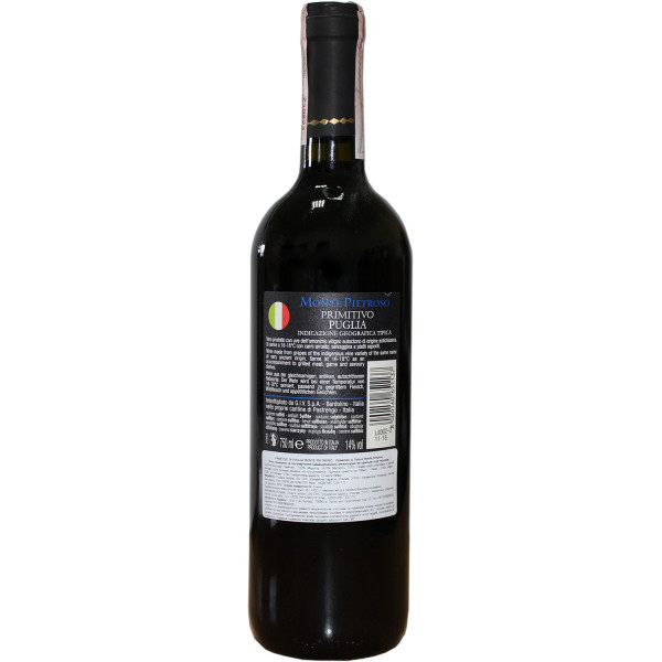 Вино Monte Pietroso Primitivo Puglia червоне сухе 0.75 л 14%, 8000160651137, Gruppo Italiano Vini S. p.A.