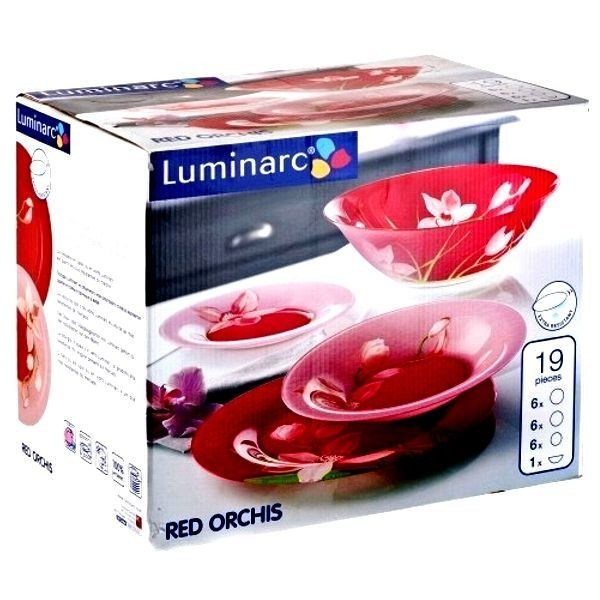 Сервиз столовый Luminarc Red Orchis G0663, 19 предметов, G0663, Luminarc