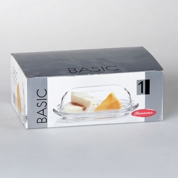 Масленка стеклянная с крышкой Pasabahce Basic 13х19см 98402