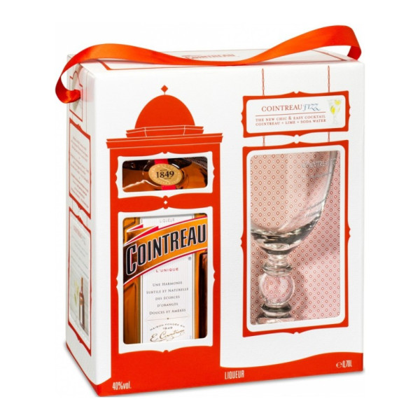 Ликер Cointreau 0.7л в коробке с стаканом, GLB-8584, Cointreau