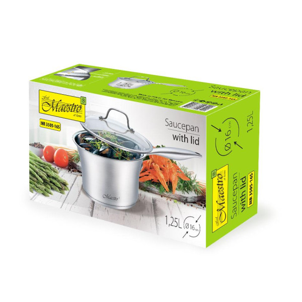 Ківш із кришкою 1.25 л Maestro MR-3505-16S