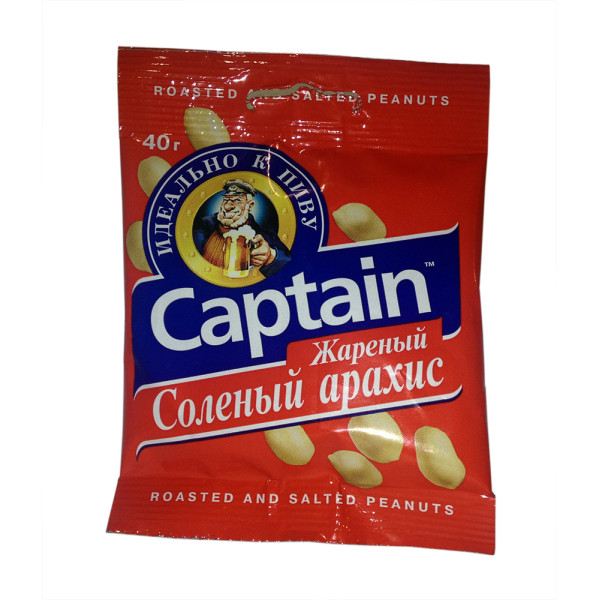 Арахис Captain соленый к пиву 40 г, 4820005192670, Шоколадная фабрика Millennium