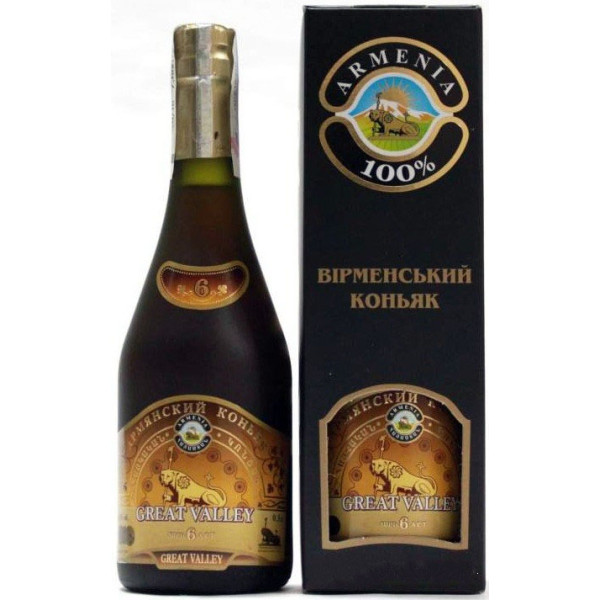 Коньяк Great Valley 6 зірок 0.5 л 40% в подарунковій упаковці