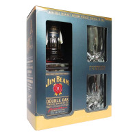 Віскі Jim Beam Double Oak 4 - 5 років витримки 0.7 л 43% + 2 келихи