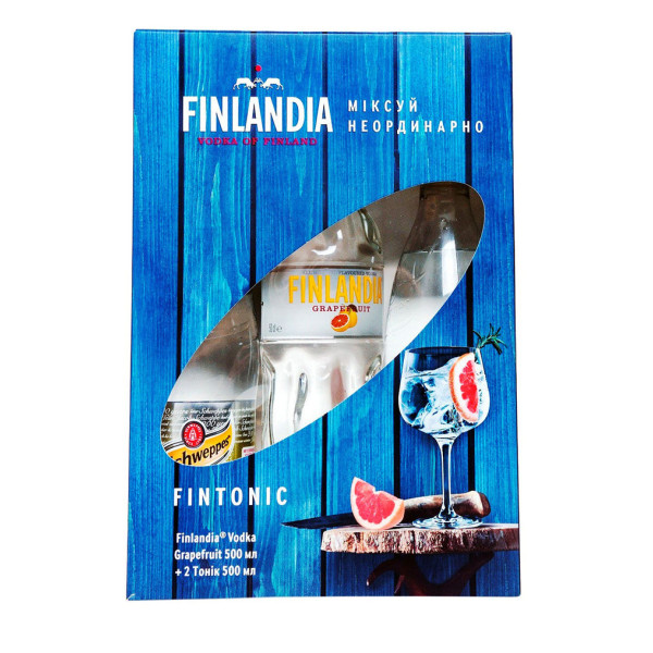 Водка Finlandia Grapefruit 0.5 л 37.5% + Schweppes 0.5 л х 2, 5099873709184, Finlandia