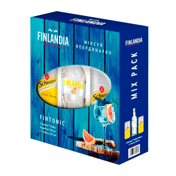 Водка Finlandia Grapefruit 0.5 л 37.5% + Schweppes 0.5 л х 2, 5099873709184, Finlandia