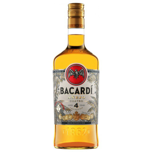 Ром Bacardi Anejo Cuatro 4 года выдержки 0.7 л 40%, 7610113001417, Bacardi